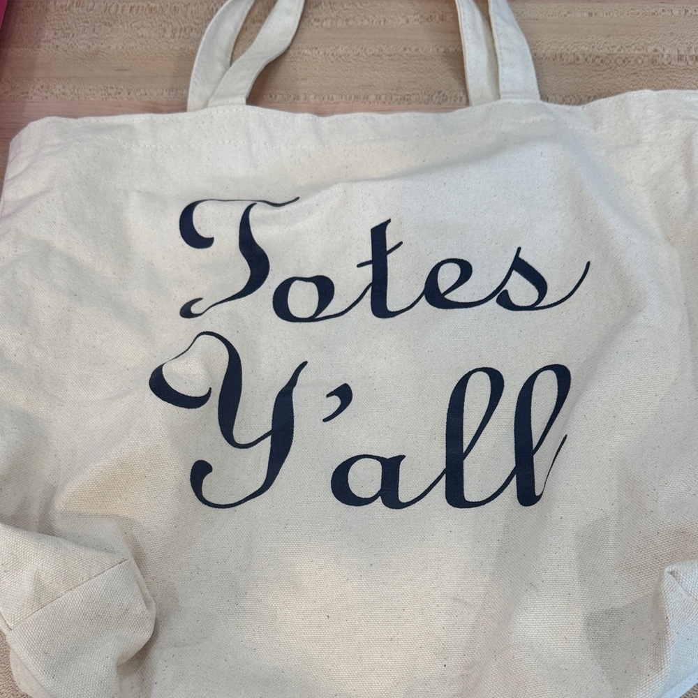 Draper James Cream Tote with Black Lettering